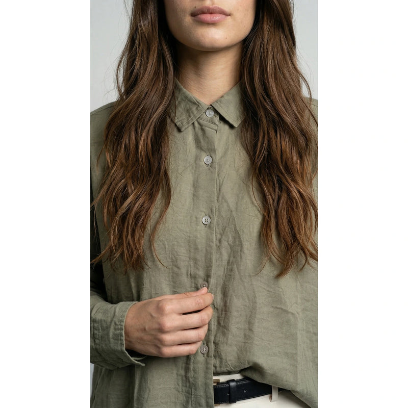 Olive Linen Oversized Shirt | Montivo Pakistan