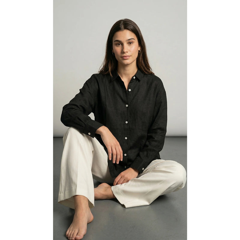 Black Linen Oversized Shirt | Montivo Pakistan