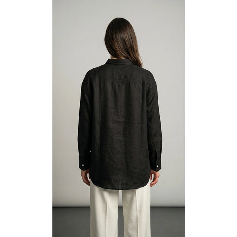Black Linen Oversized Shirt | Montivo Pakistan