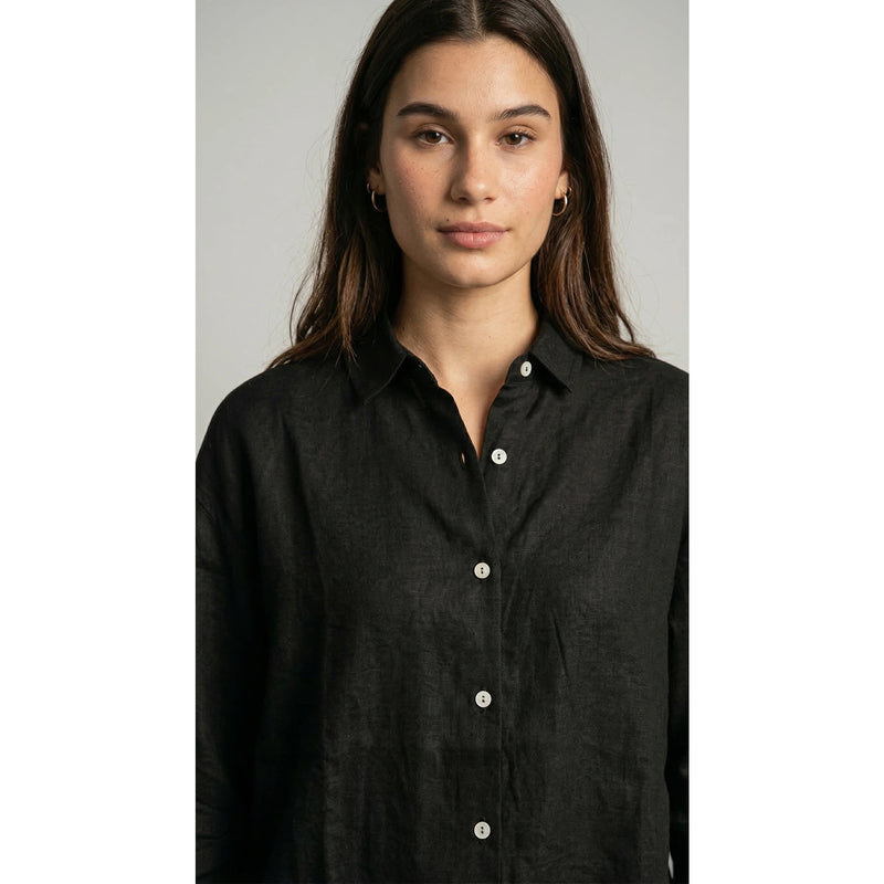 Black Linen Oversized Shirt | Montivo Pakistan