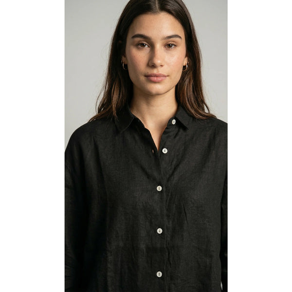 Black Linen Oversized Shirt | Montivo Pakistan