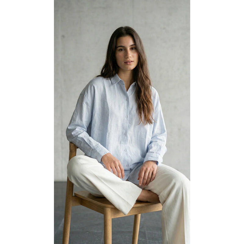 Light Blue Linen Oversized Shirt | Montivo Pakistan