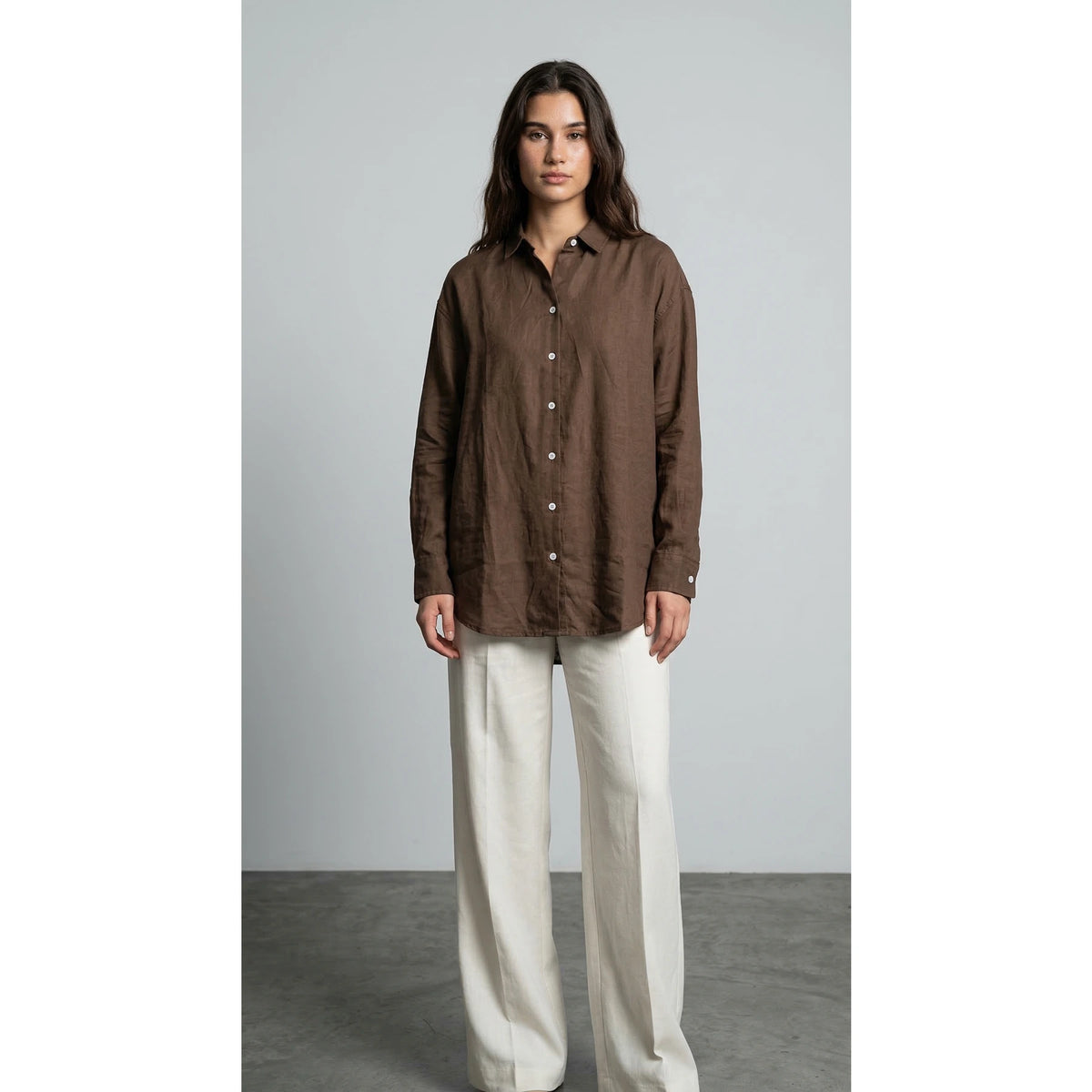 Chocolate Linen Oversized Shirt | Montivo Pakistan