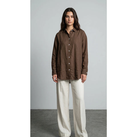 Chocolate Linen Oversized Shirt | Montivo Pakistan