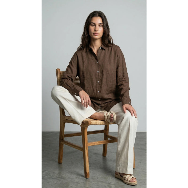 Chocolate Linen Oversized Shirt | Montivo Pakistan