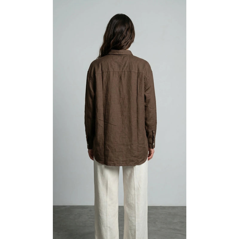 Chocolate Linen Oversized Shirt | Montivo Pakistan