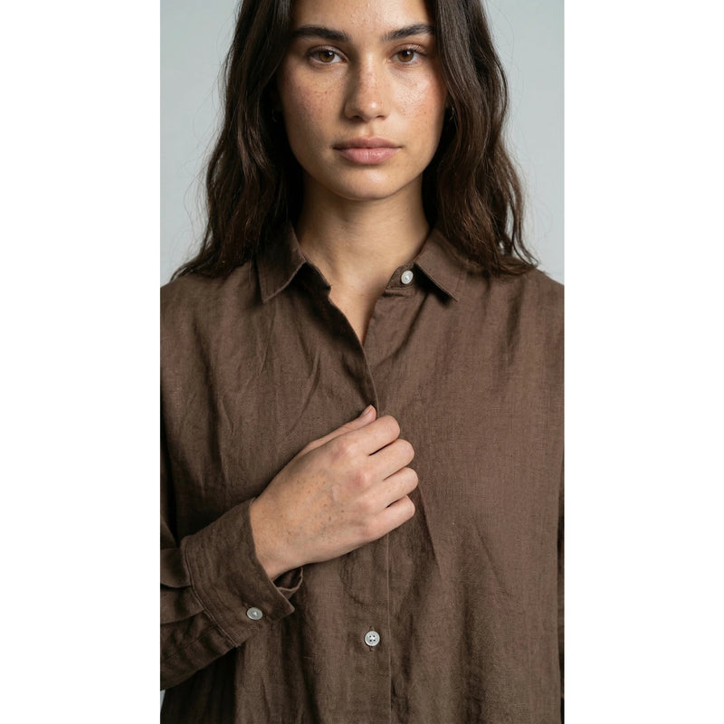 Chocolate Linen Oversized Shirt | Montivo Pakistan