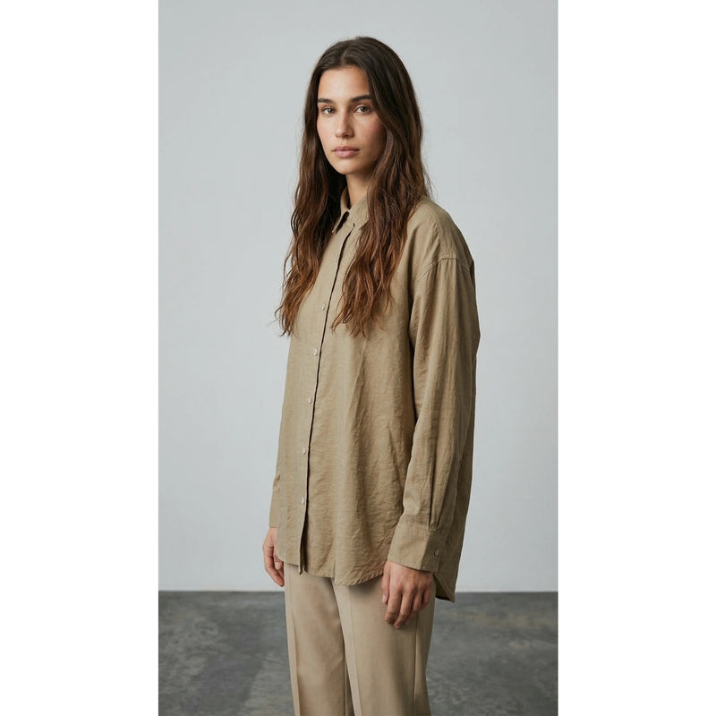 Coffee Linen Oversized Shirt | Montivo Pakistan