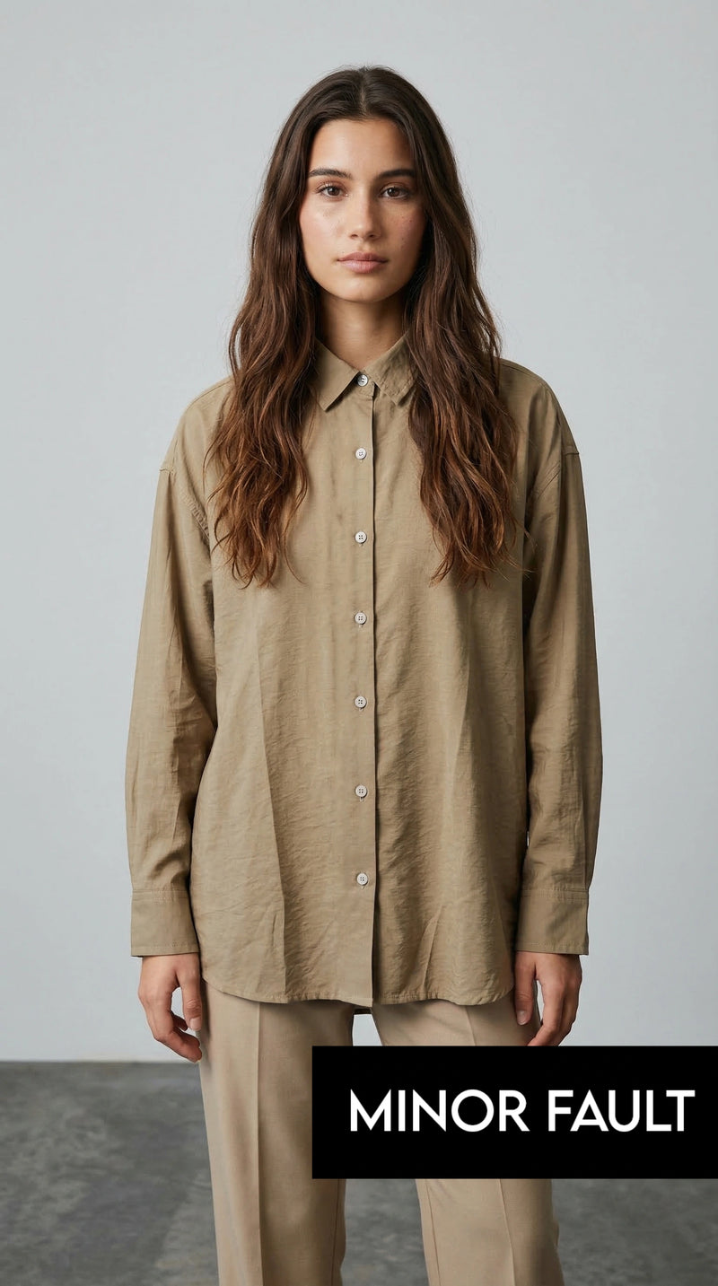 (Minor Fault) Coffee Linen Oversized Shirt | Montivo Pakistan