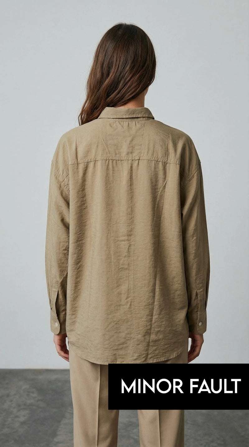 (Minor Fault) Coffee Linen Oversized Shirt | Montivo Pakistan