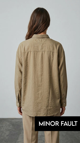(Minor Fault) Coffee Linen Oversized Shirt | Montivo Pakistan