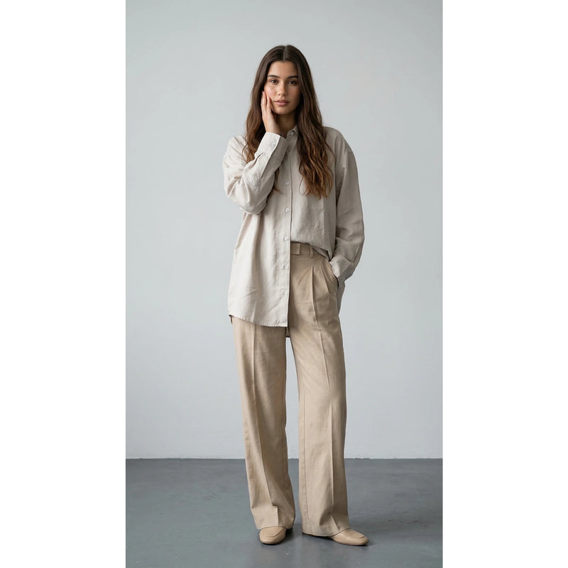 Ivory Linen Oversized Shirt | Montivo Pakistan