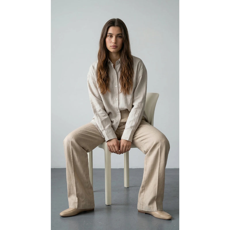 Ivory Linen Oversized Shirt | Montivo Pakistan