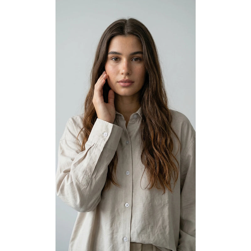 Ivory Linen Oversized Shirt | Montivo Pakistan