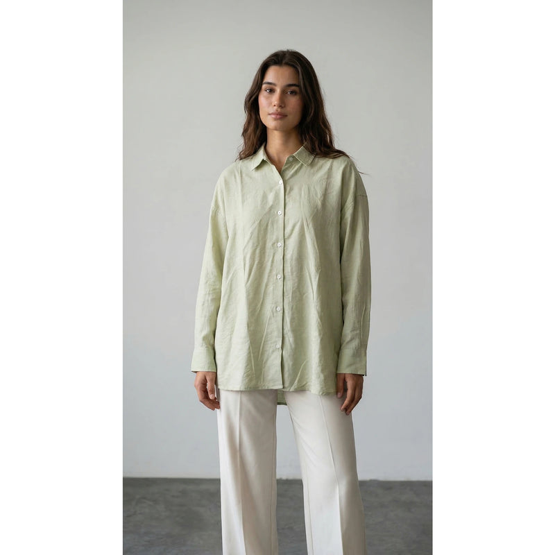 Light Green Linen Oversized Shirt | Montivo Pakistan