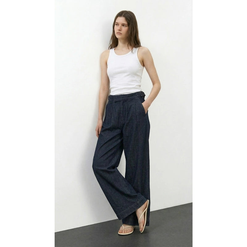 Rinse Wash Pleated Cropped Wide Leg Jeans | Montivo Pakistan