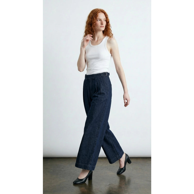 Rinse Wash Pleated Cropped Wide Leg Jeans | Montivo Pakistan