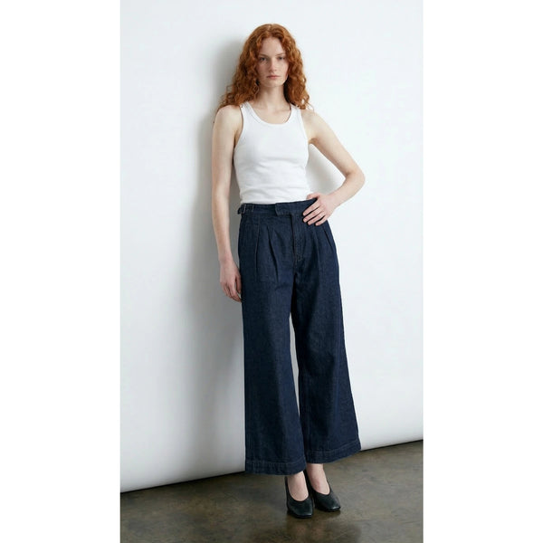 Rinse Wash Pleated Cropped Wide Leg Jeans | Montivo Pakistan