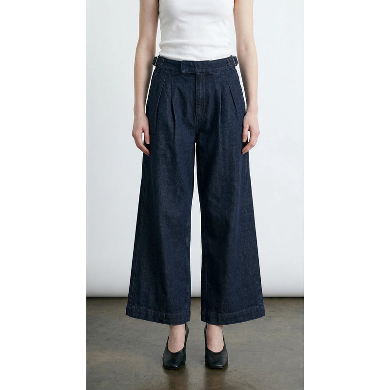Rinse Wash Pleated Cropped Wide Leg Jeans | Montivo Pakistan