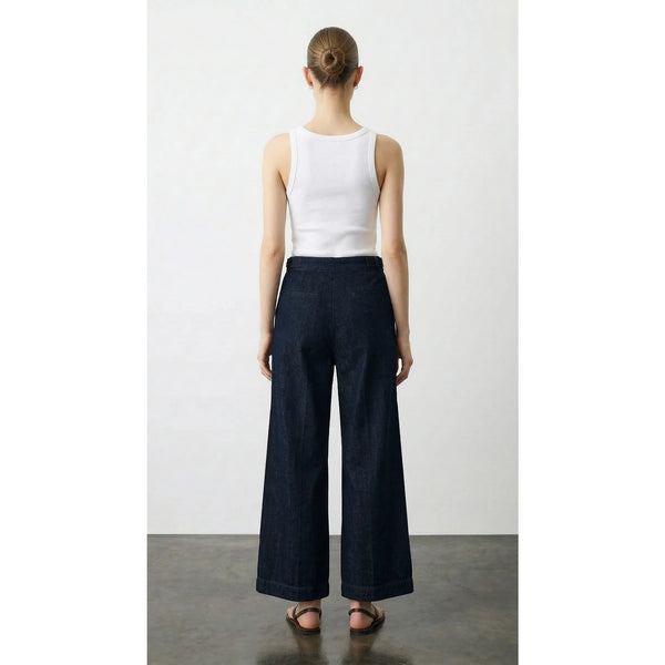 Rinse Wash Pleated Cropped Wide Leg Jeans | Montivo Pakistan