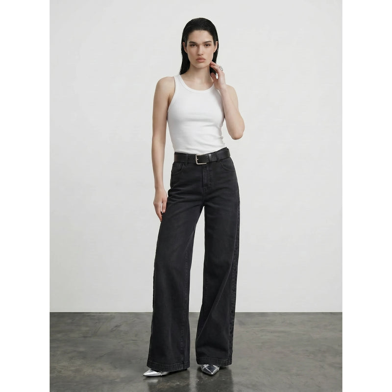 Black Washed Wide Leg Jeans | Montivo Pakistan