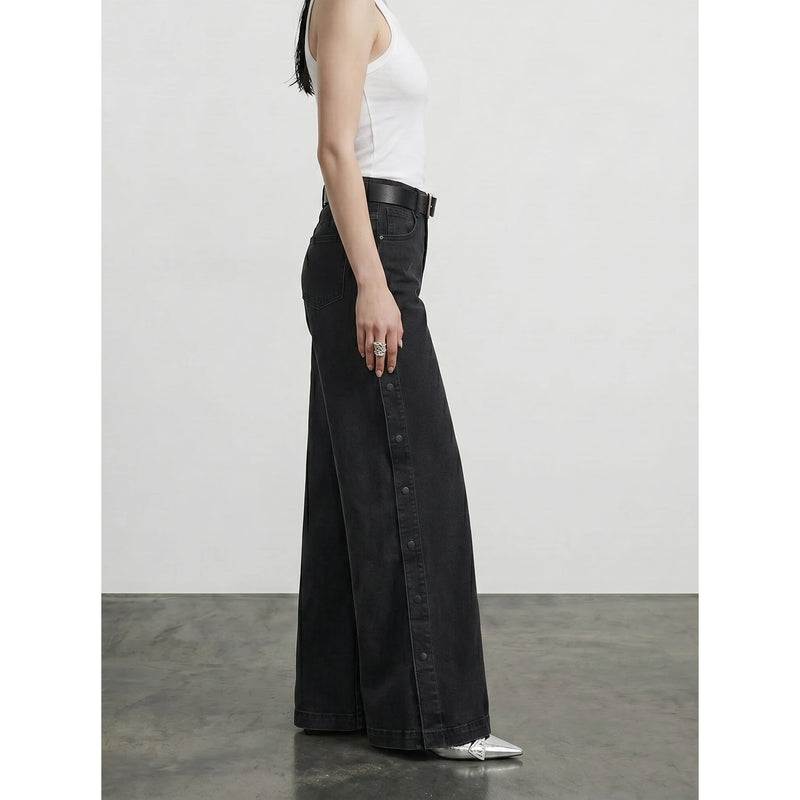 Black Washed Wide Leg Jeans | Montivo Pakistan