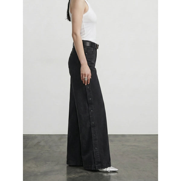 Black Washed Wide Leg Jeans | Montivo Pakistan