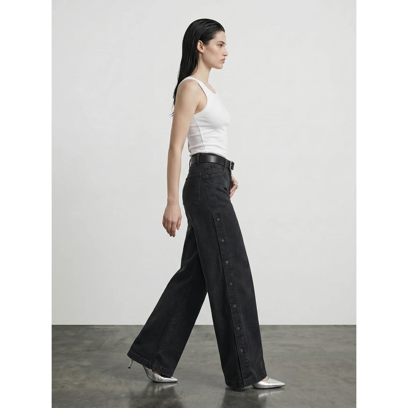 Black Washed Wide Leg Jeans | Montivo Pakistan