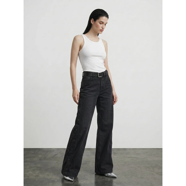 Black Washed Wide Leg Jeans | Montivo Pakistan
