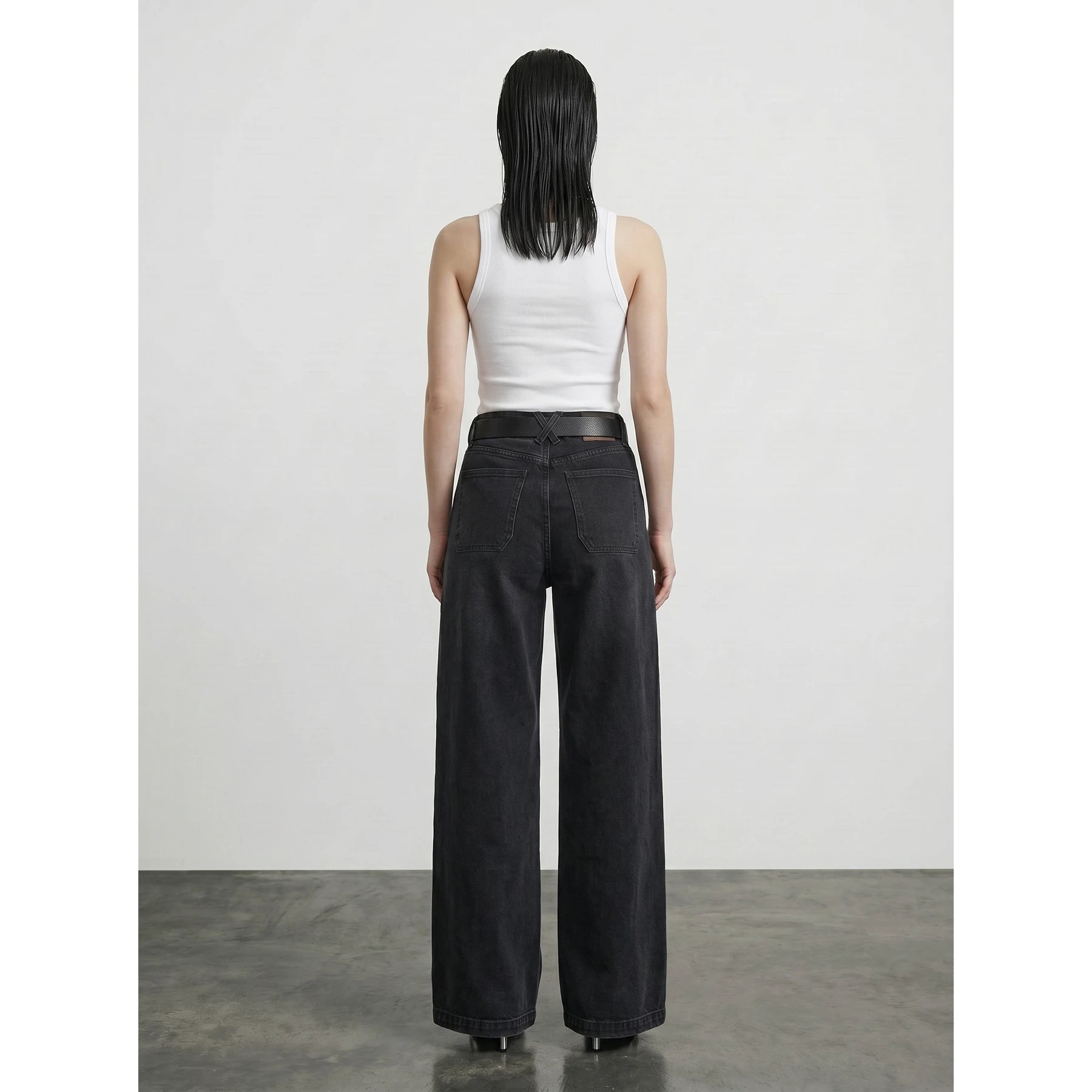 Black Washed Wide Leg Jeans | Montivo Pakistan