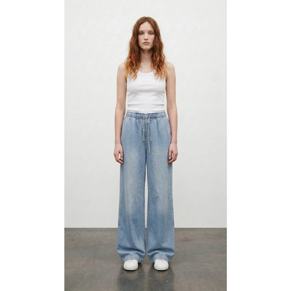 Light Blue Wide Leg Denim Trousers | Montivo Pakistan