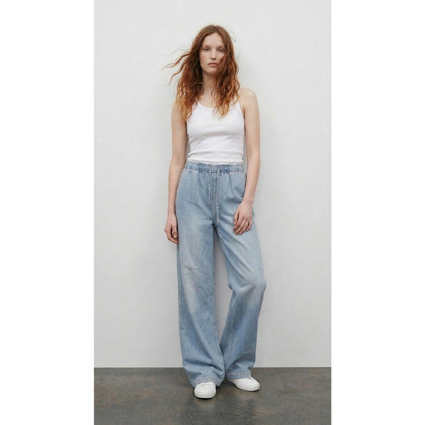 Light Blue Wide Leg Denim Trousers | Montivo Pakistan