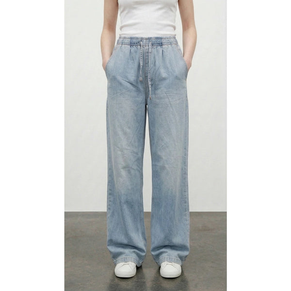 Light Blue Wide Leg Denim Trousers | Montivo Pakistan