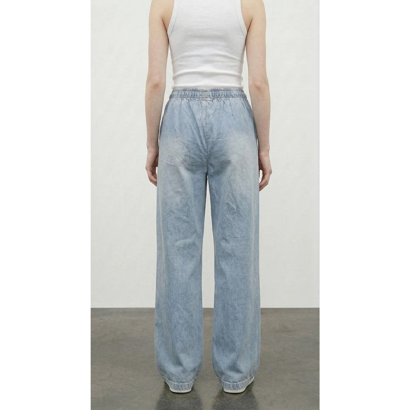 Light Blue Wide Leg Denim Trousers | Montivo Pakistan