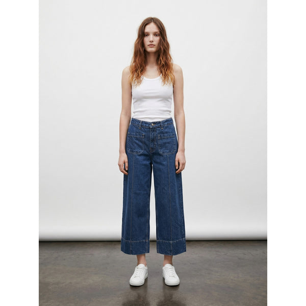 Dark Blue Wide Leg Culottes Jeans | Montivo Pakistan