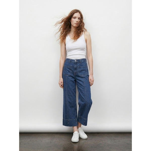 Dark Blue Wide Leg Culottes Jeans | Montivo Pakistan