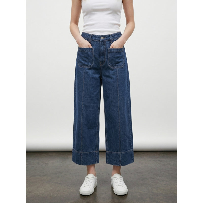 Dark Blue Wide Leg Culottes Jeans | Montivo Pakistan