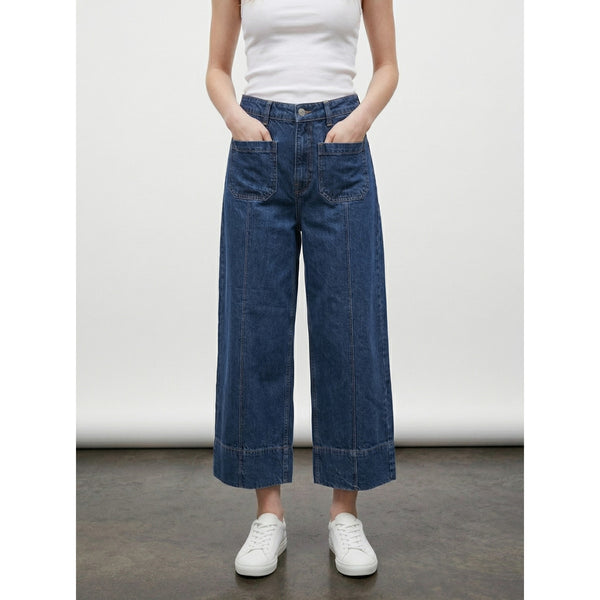 Dark Blue Wide Leg Culottes Jeans | Montivo Pakistan