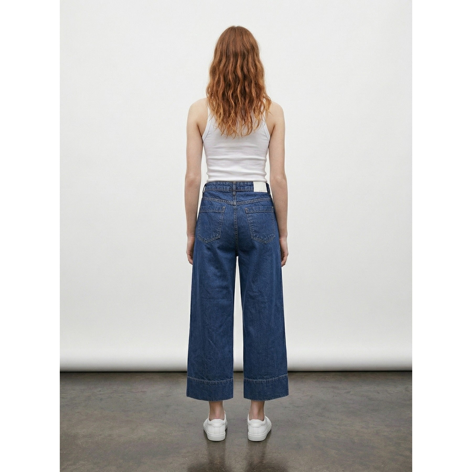Dark Blue Wide Leg Culottes Jeans | Montivo Pakistan