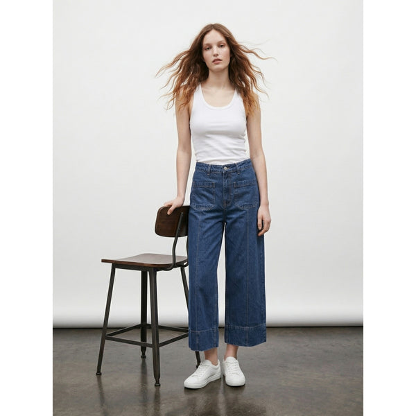 Dark Blue Wide Leg Culottes Jeans | Montivo Pakistan