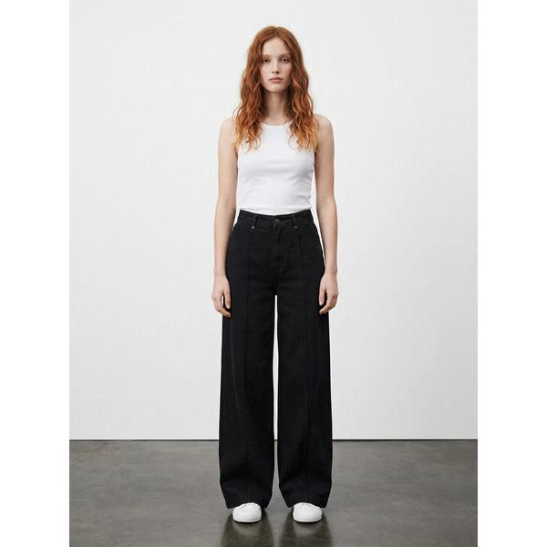 Black Wide Leg Front Seam Jeans | Montivo Pakistan