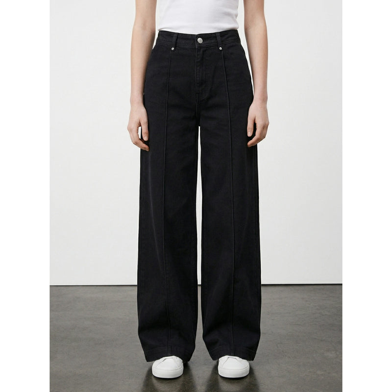 Black Wide Leg Front Seam Jeans | Montivo Pakistan