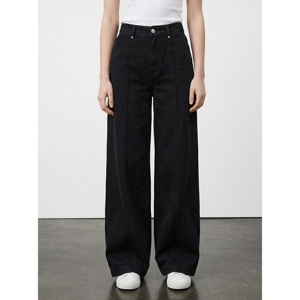 Black Wide Leg Front Seam Jeans | Montivo Pakistan