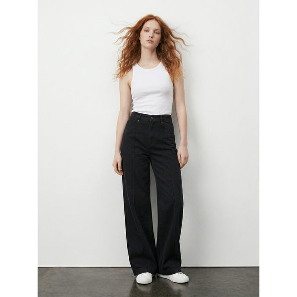Black Wide Leg Front Seam Jeans | Montivo Pakistan