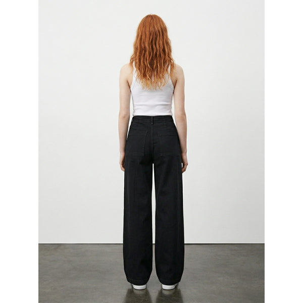 Black Wide Leg Front Seam Jeans | Montivo Pakistan