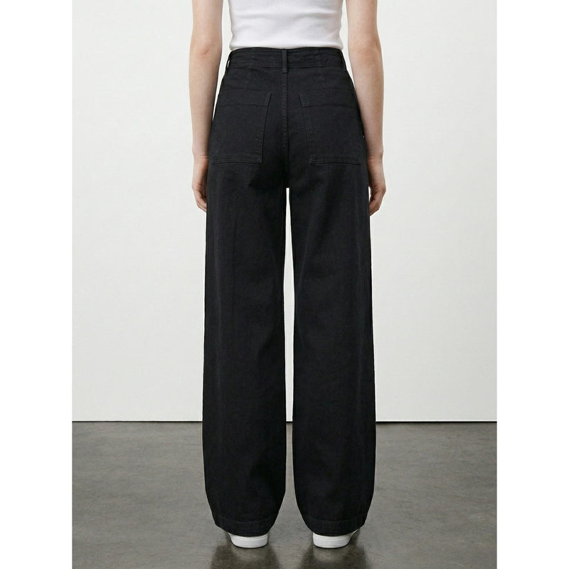 Black Wide Leg Front Seam Jeans | Montivo Pakistan