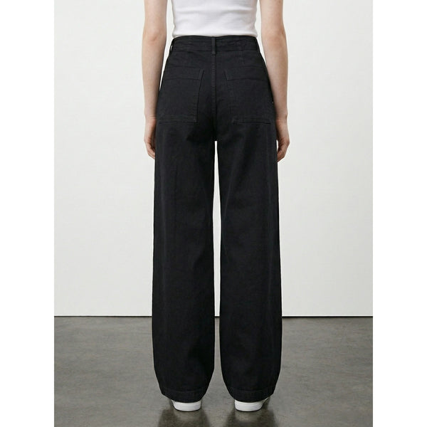 Black Wide Leg Front Seam Jeans | Montivo Pakistan