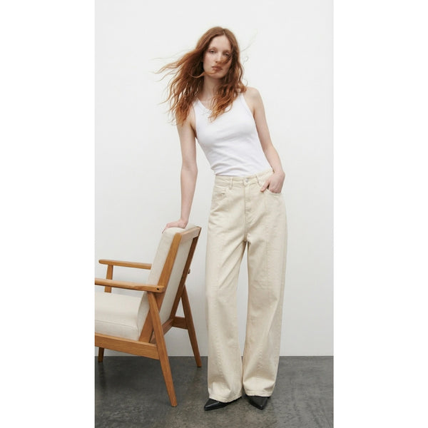 Cream Straight Baggy Jeans | Montivo Pakistan