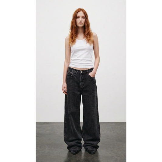 Acid Wash Low Rise Baggy Jeans