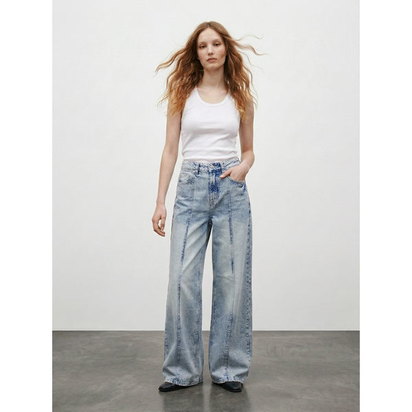 Light Blue Front Seam Wide Leg Jeans | Montivo Pakistan